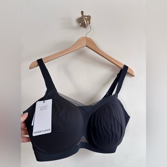 Honeylove NWT Black Seamless Support Bra with Mesh 36DDD - Picture 3 of 5